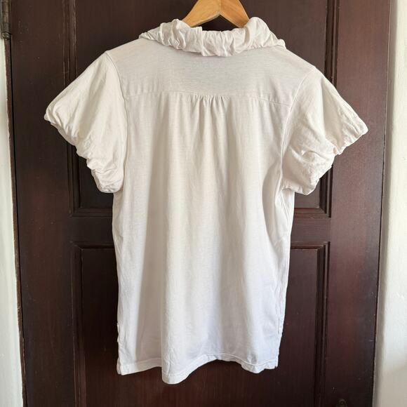 Y2K Vintage MARC JACOBS | Preppy Cream Puff Sleeve Polo Shirt | Large - Picture 2 of 8